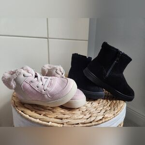 Toddler Girl Size 9 Short Boots Pink + Black - 2 Pair Bundle
